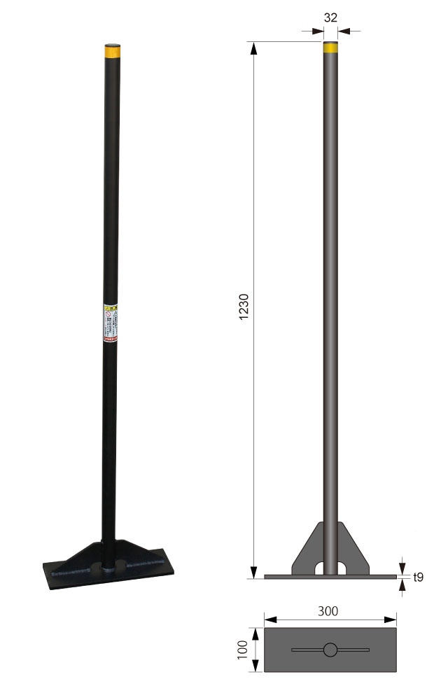 全鉄製タンパ ワイドタイプ　寸法図