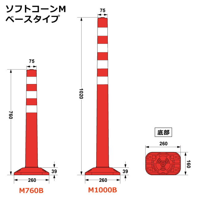 縁石上にも施工OK！ ソフトコーンM ベースタイプ